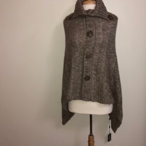 🔵Brown sweater oatmeal Large deco collar NWT